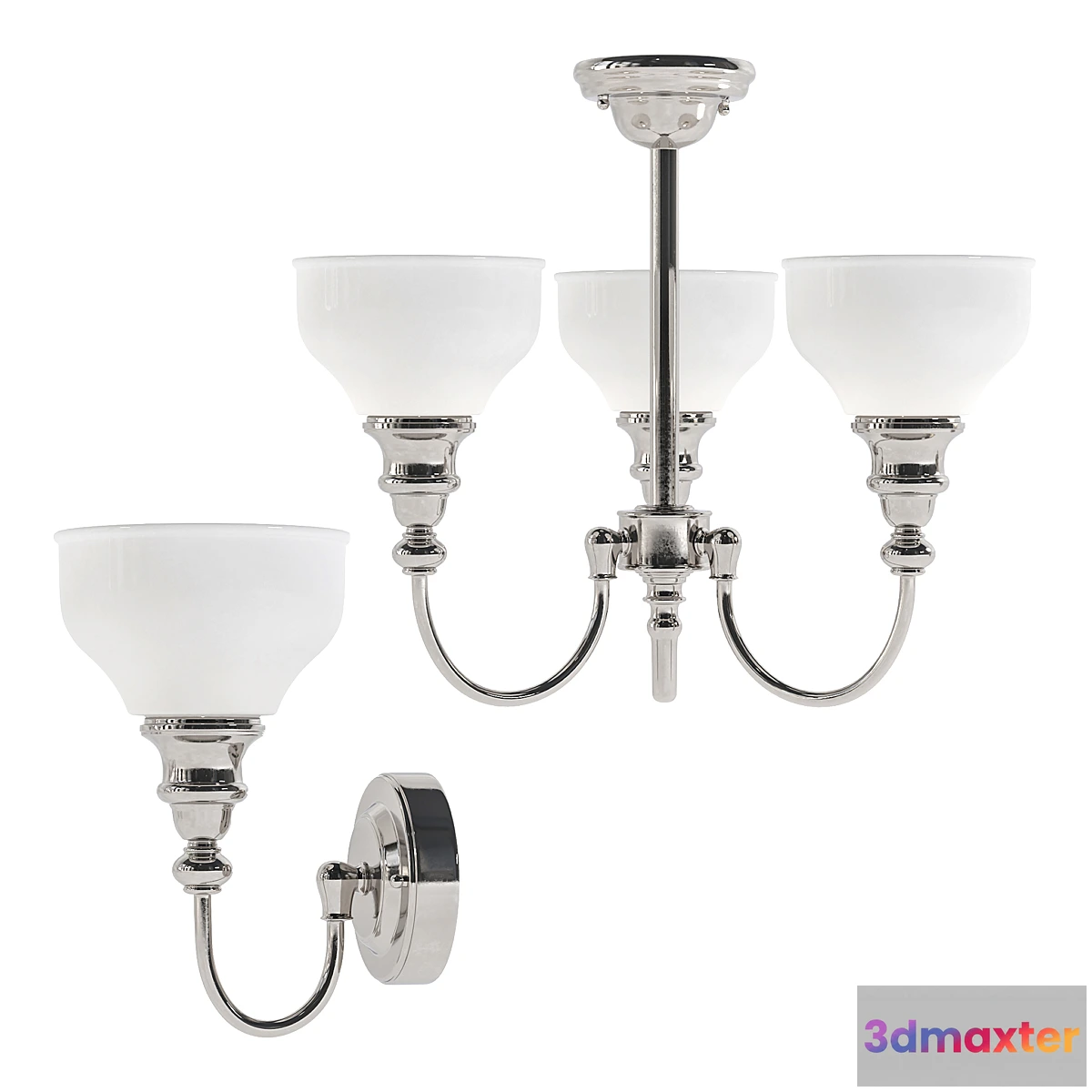 663571 - GLASS & CHROME 3 LIGHT FITTING IP44