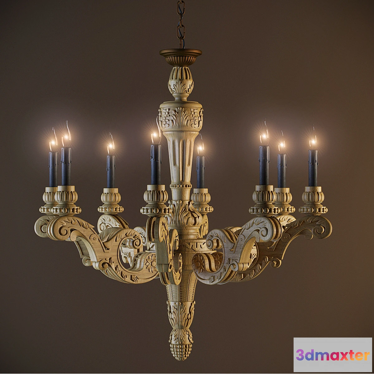674199 - 19th C. French Baroque Wood Chandelier Large