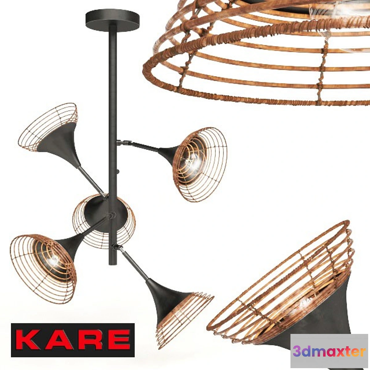 674629 - Pendant Lamp Rattan 5-lite