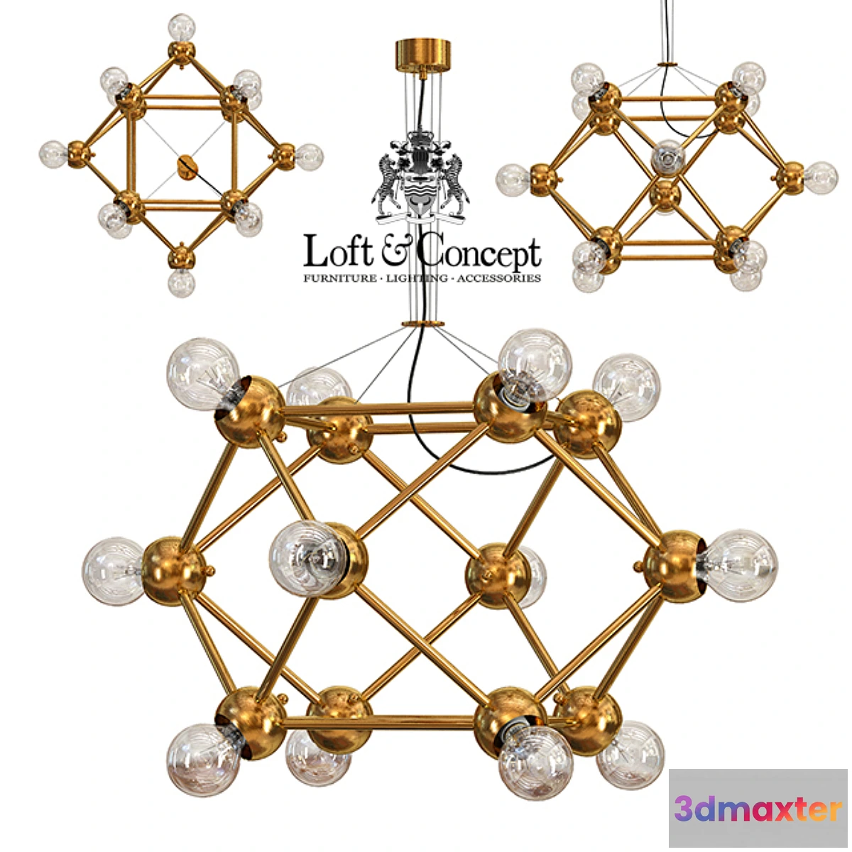 674669 - Molecule Gold Chandelier 12