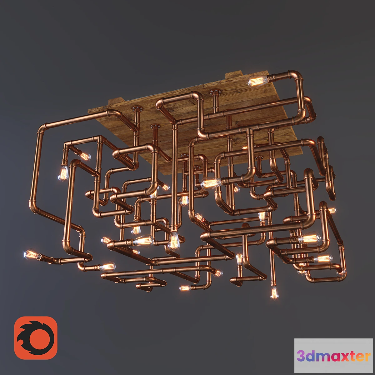 674739 - Chandelier made of copper pipes