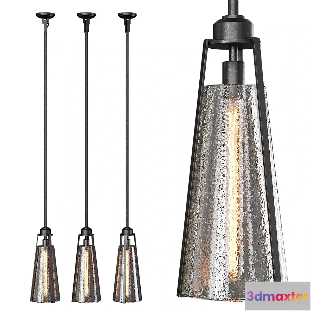 708288 - Restoration Hardware ARPEGE CAST GLASS FUNNEL PENDANT Black