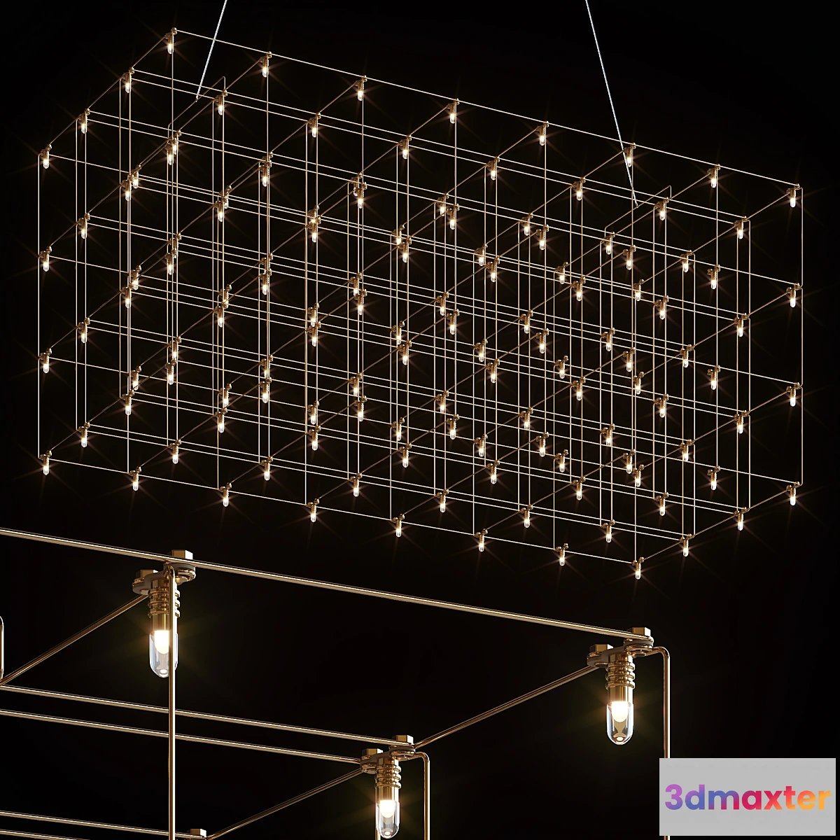 708744 - QUASAR UNIVERSE SQUARE TRIPLE SUSPENSION LAMP 875 cm