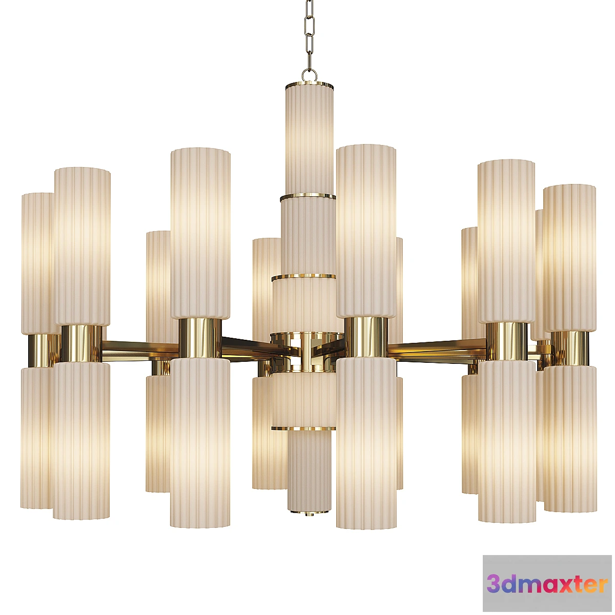 709090 - Gold and white glass chandelier