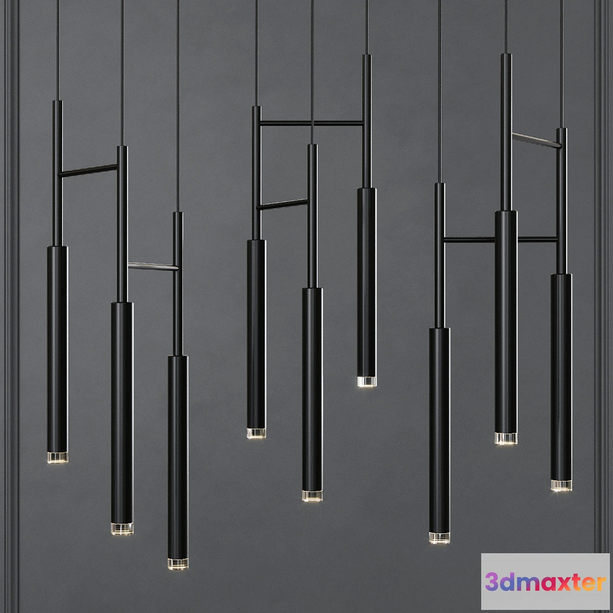 722382 - Grok CANDLE Triplex LED Pendant Black - No.2