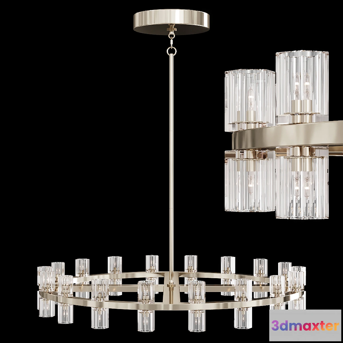 731316 - Restoration Hardware ARCACHON ROUND CHANDELIER 36 Nickel - No.2