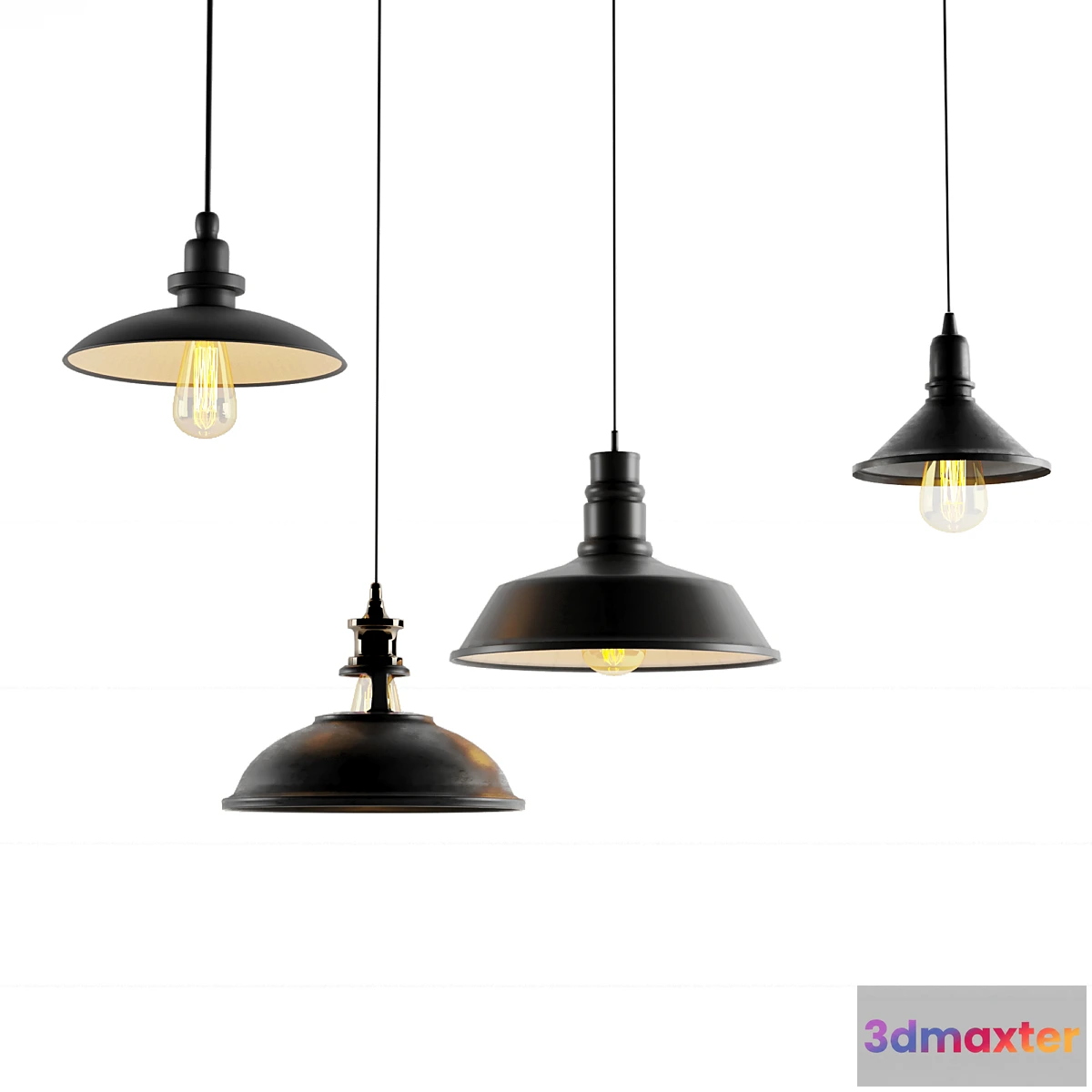 731782 - 4 black cast industrial chandeliers - No.2