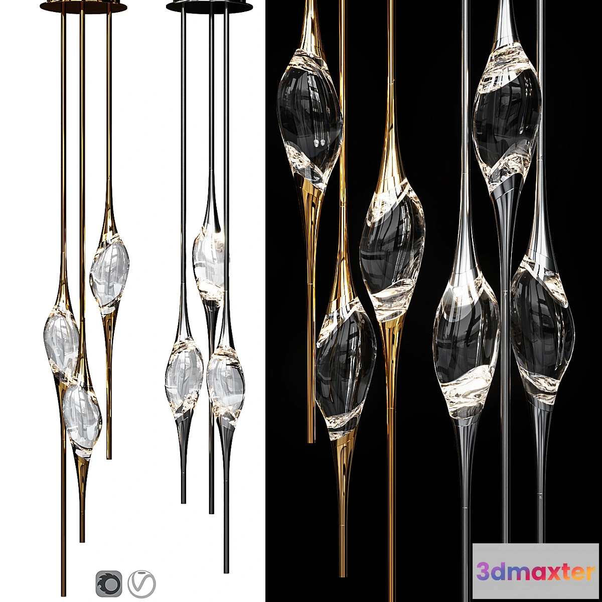 731828 - IL PEZZO 12 ROUND CHANDELIER Nickel and Gold - No.2