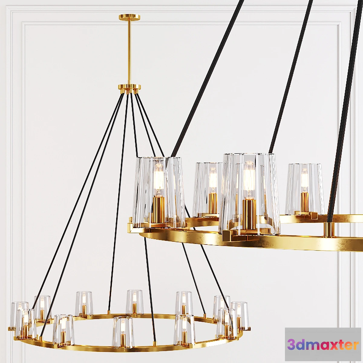 732923 - Restoration Hardware PAUILLAC ROUND CHANDELIER 48 Glass shade and Brass - No.2