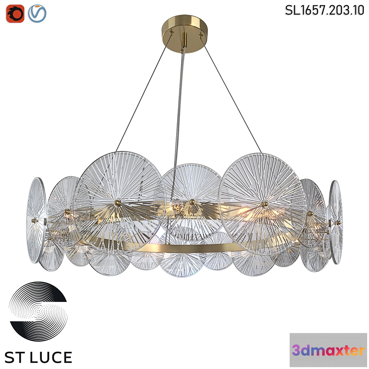 770919 - SL1657.203.10 Pendant chandelier ST-Luce Golden_Transparent OM
