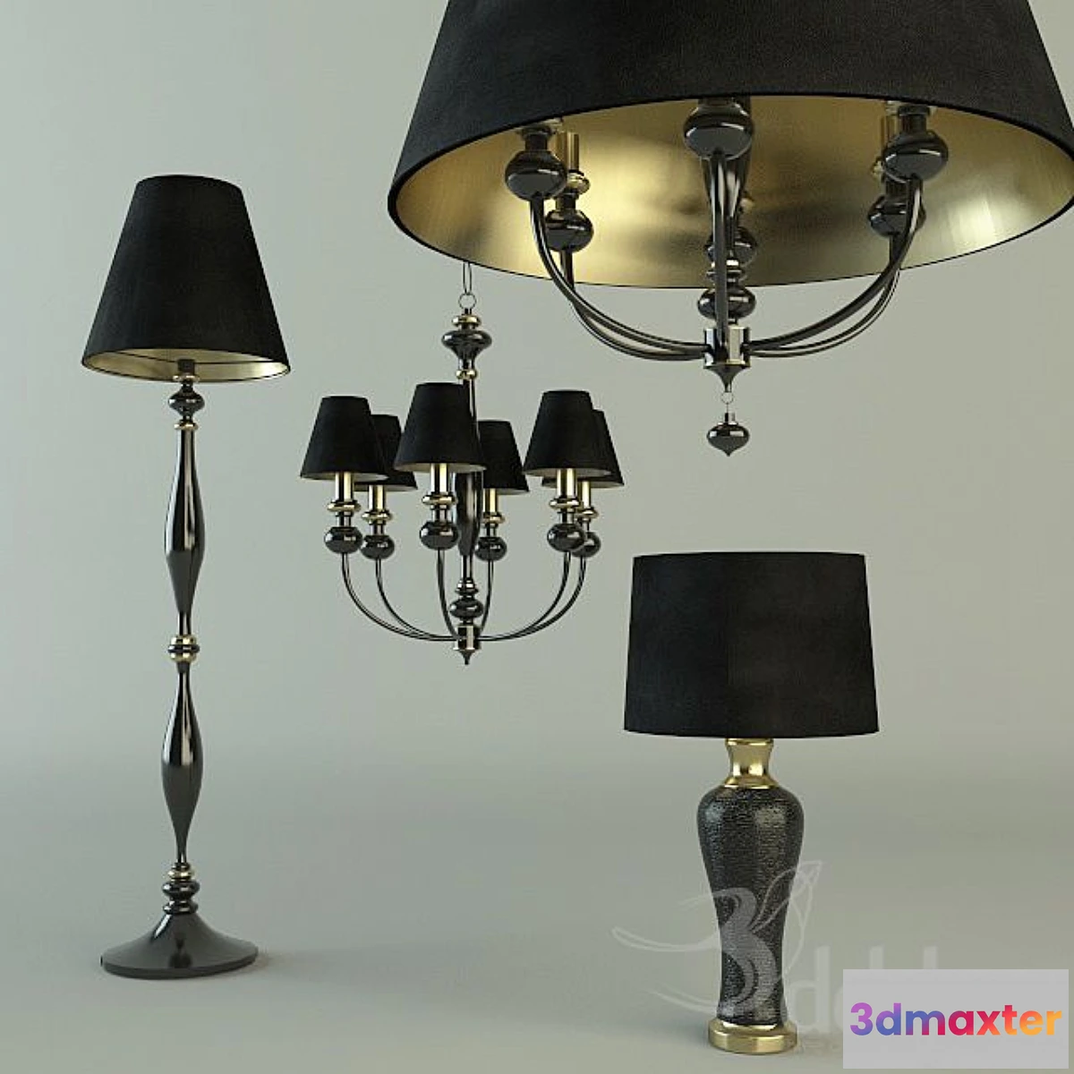 808824 - Golden lamps set