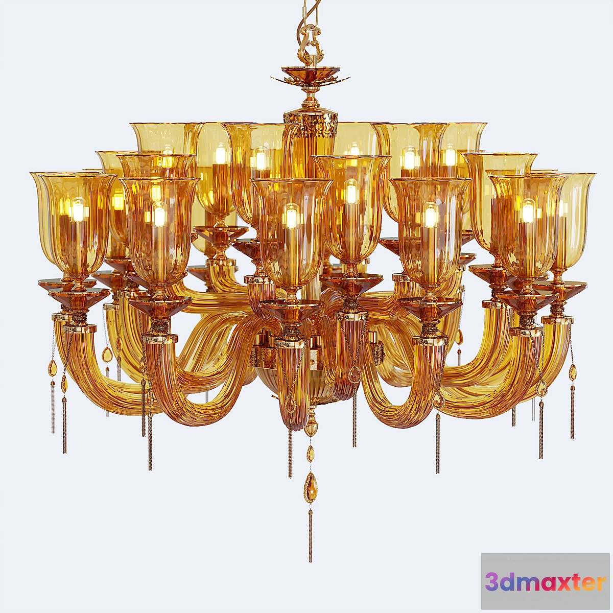 812966 - Chandelier Euroluce Julienne Amber L12 + 6 + 6 Glass