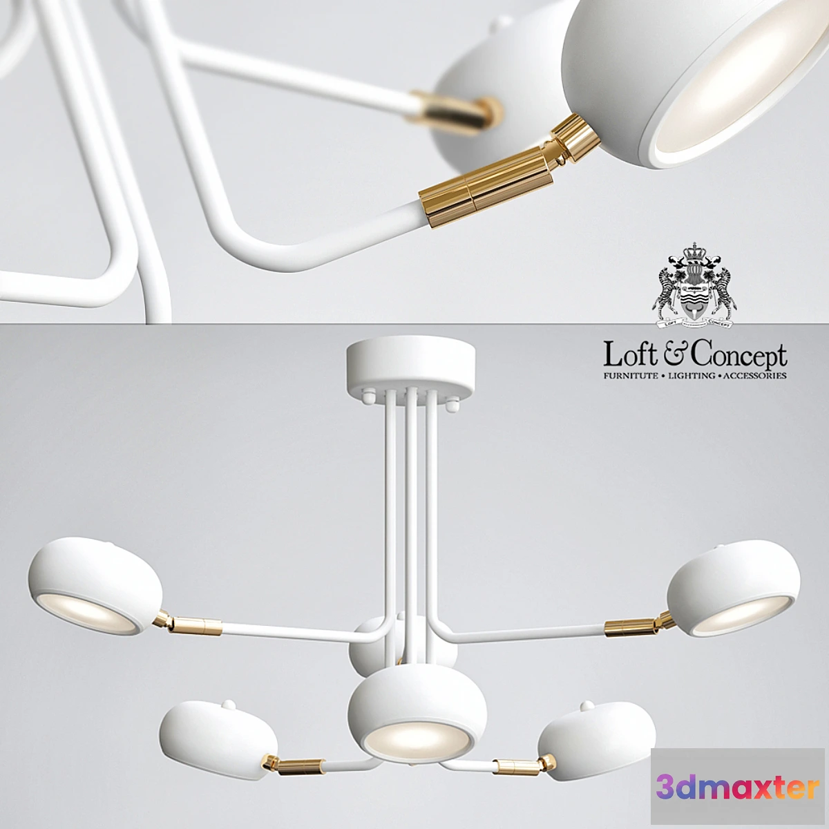 816558 - Curved Stix Chandelier 6 White