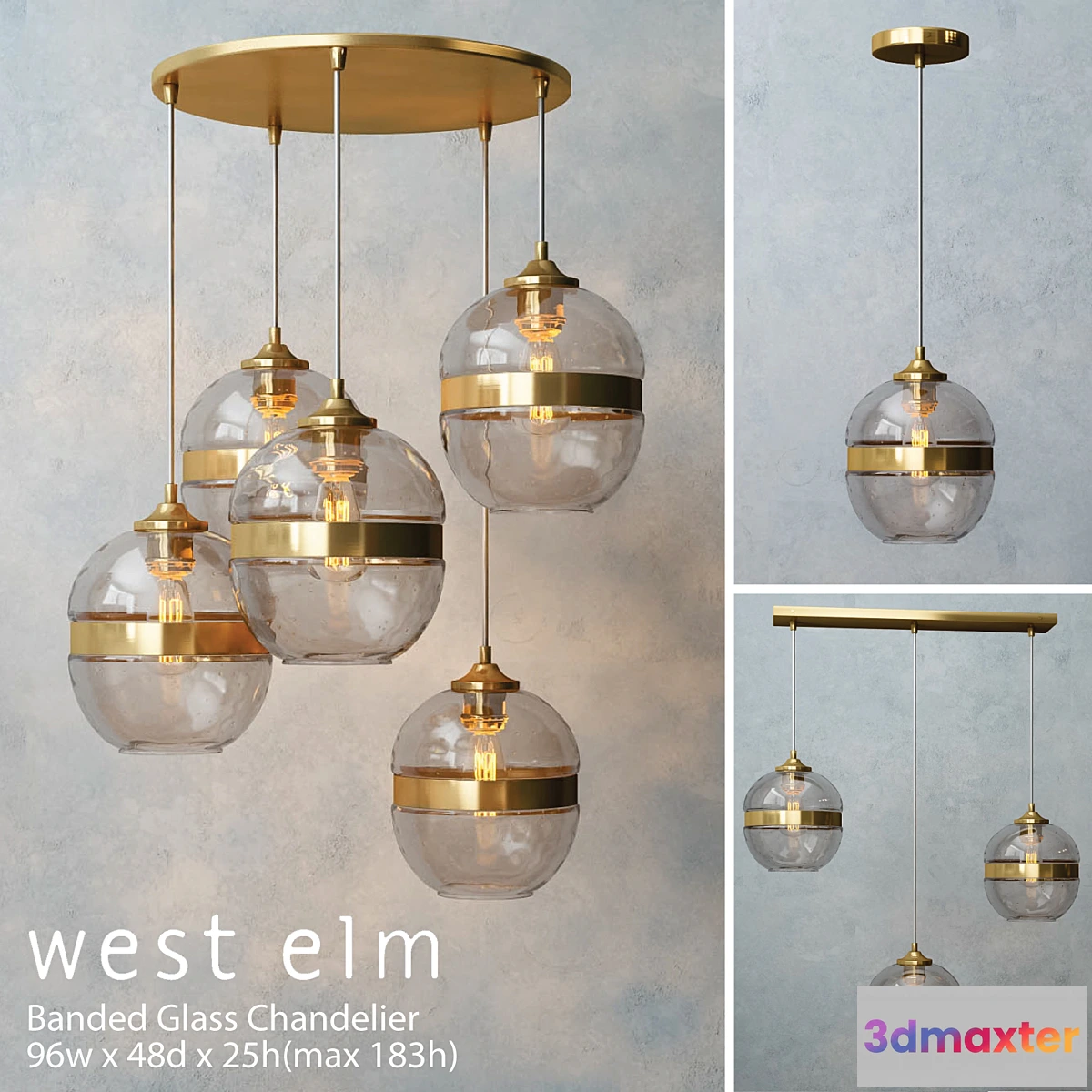 816604 - West elm - Banded Glass Chandelier - No.2