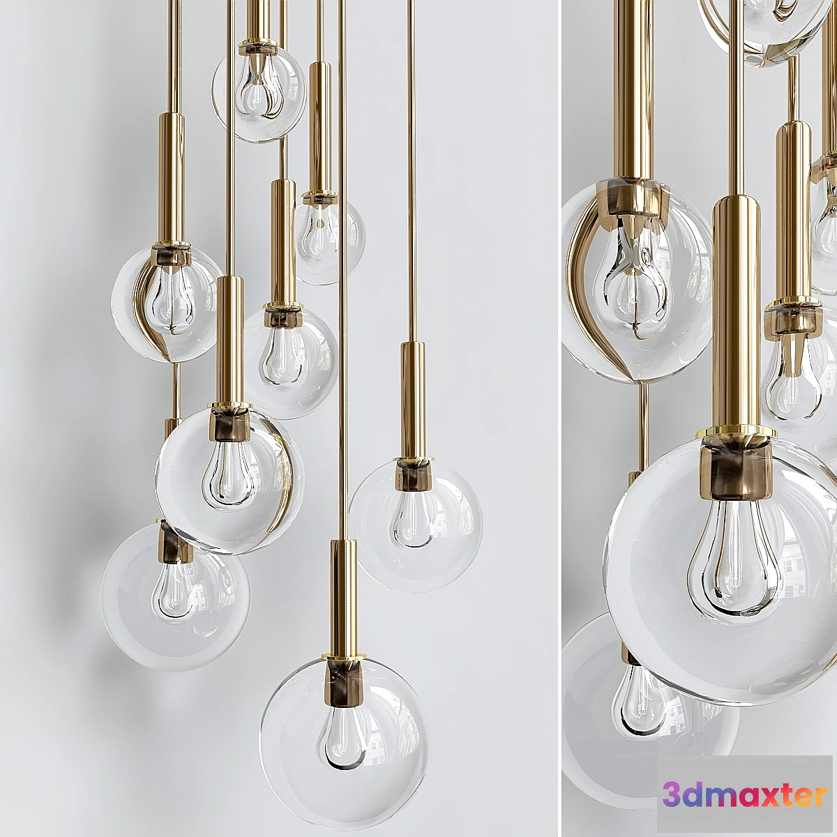 816634 - Brass and Smoked Glass Ceiling Lights - No.2