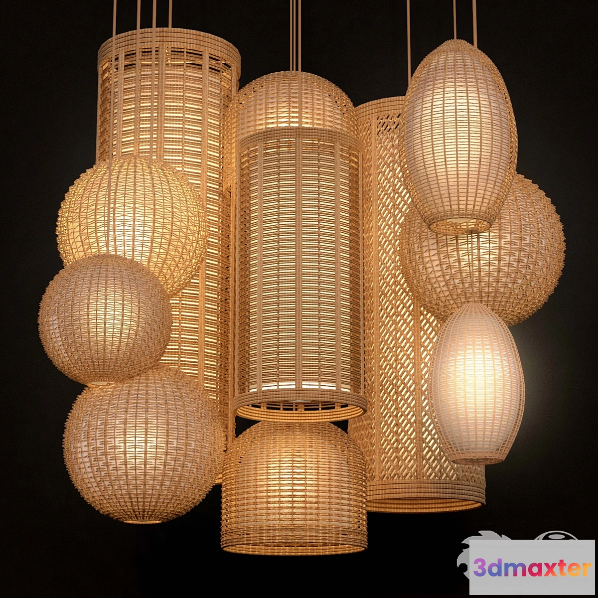 840346 - Rattan lighting set - No.3