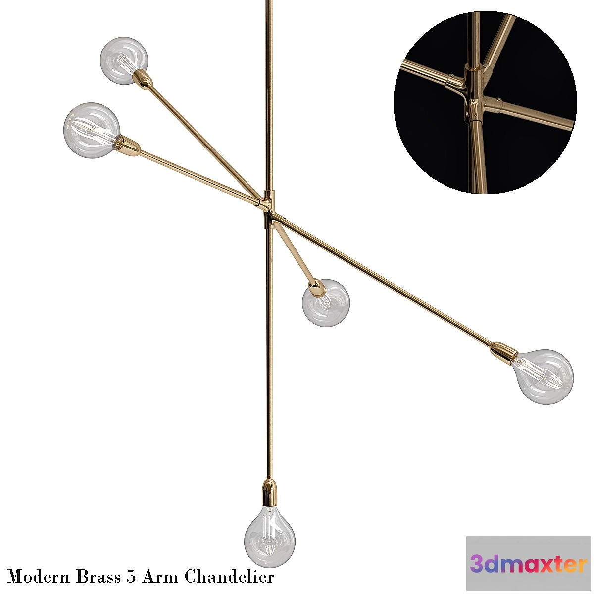 841311 - Modern brass 5 arm chandelier - No.3