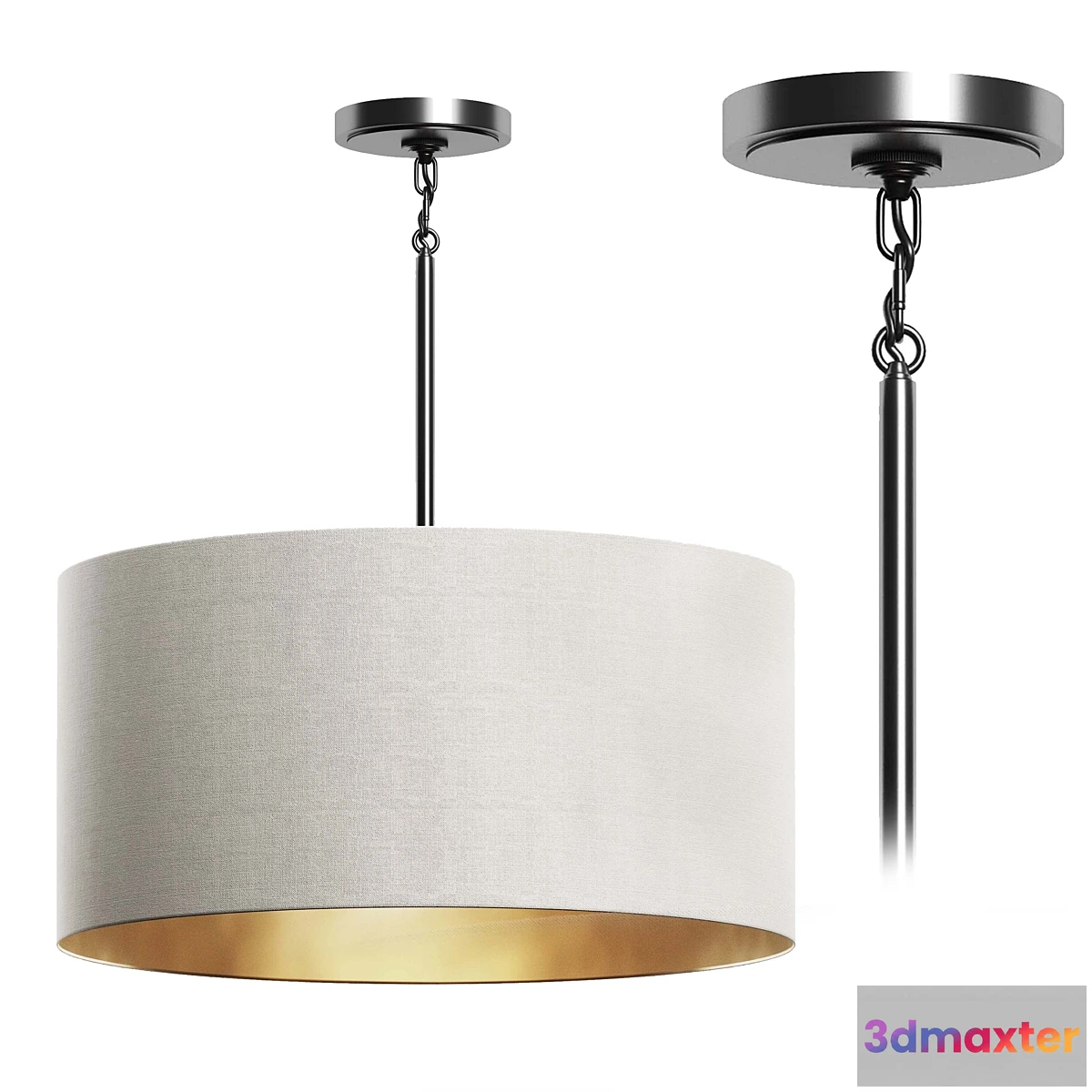 841371 - RESTORATION HARDWARE CICERO ROUND SHADE PENDANT WHITE LINEN - No.3