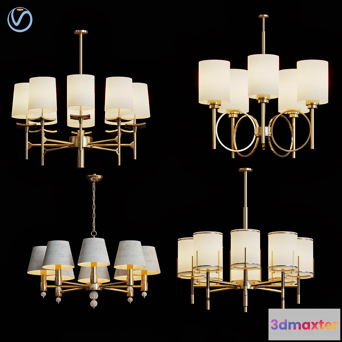 841765 - Wide antique brass chandelier - No.4