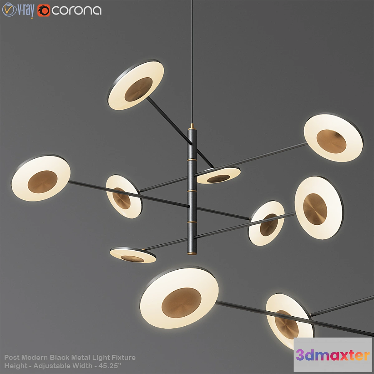 841875 - Post Modern Black Metal Light Fixture - No.3