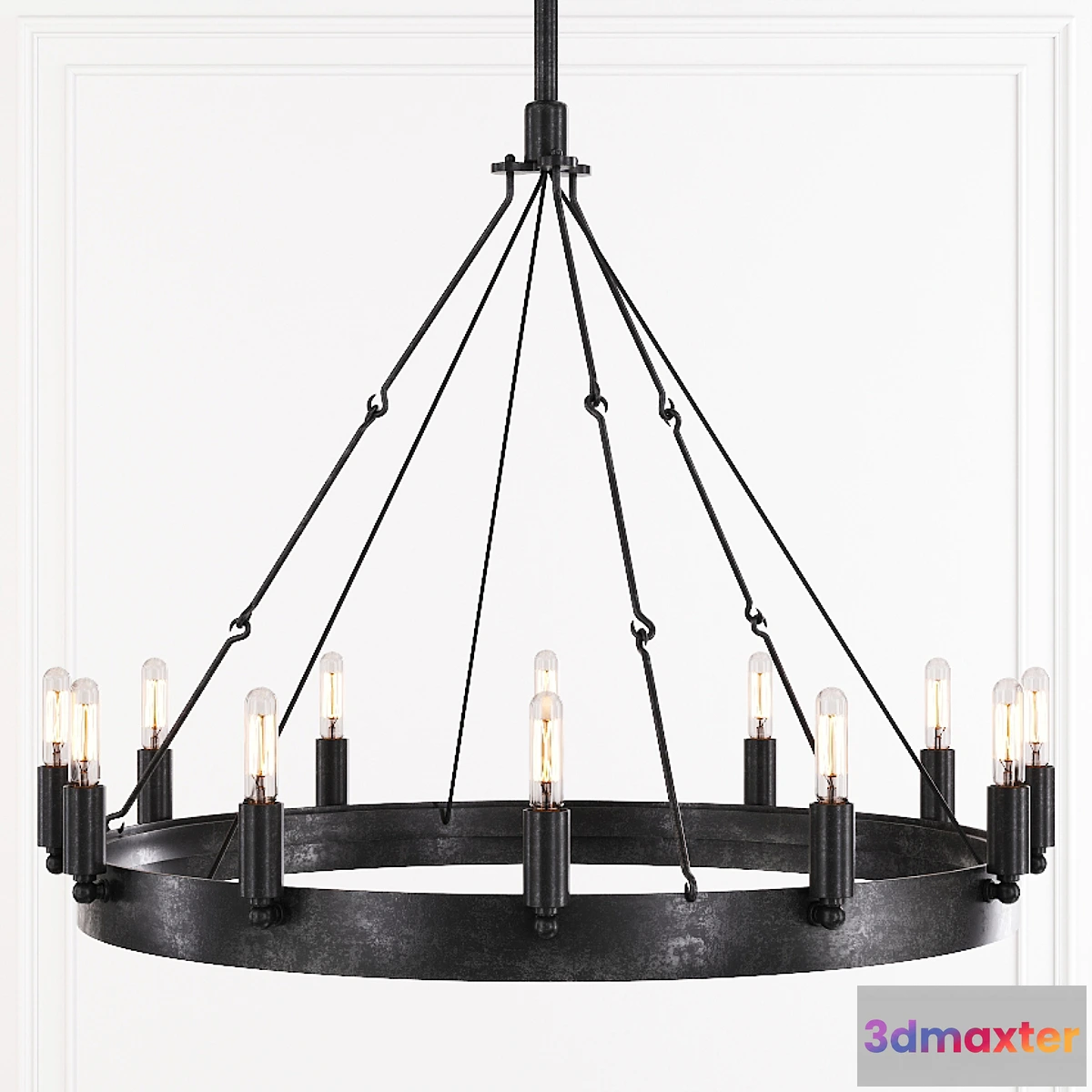 843185 - Restoration Hardware CAMINO VINTAGE FILAMENT ROUND CHANDELIER 26 Black - No.3