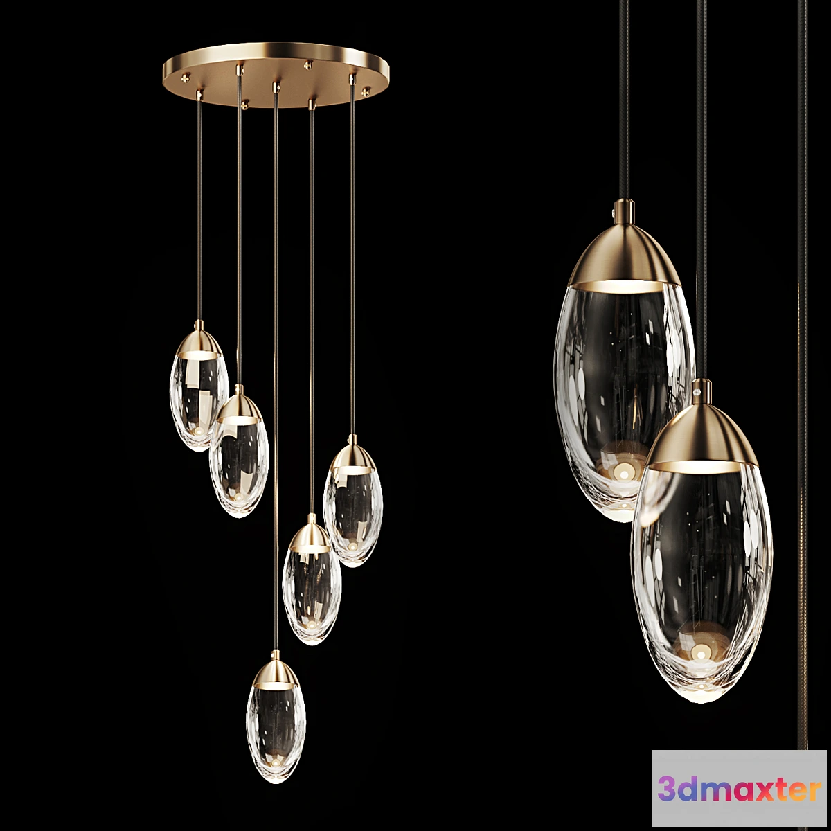 877537 - Glass pendant light combination FIERA 5 - No.4