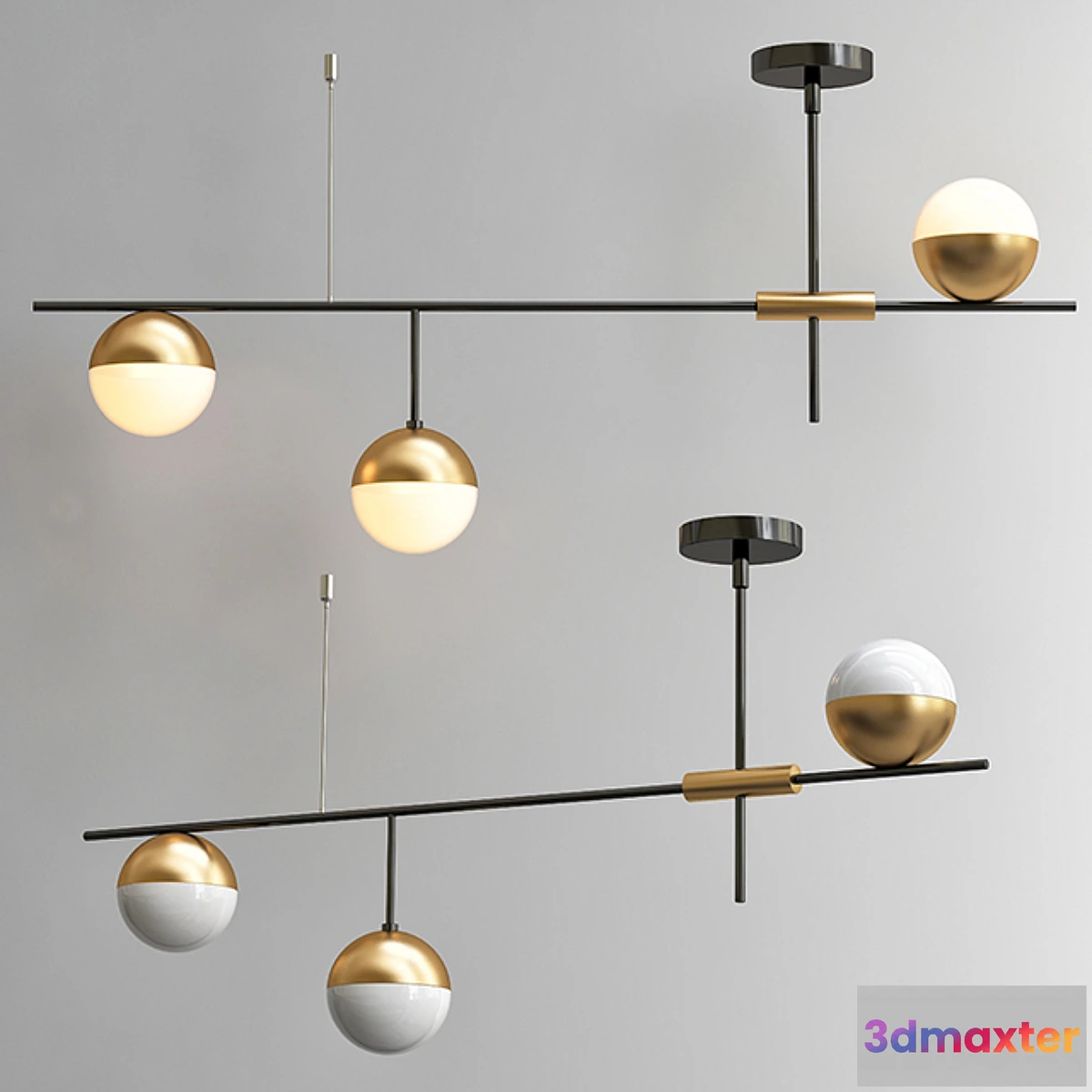 877701 - Chandelier Balls white & brass 3 - No.4