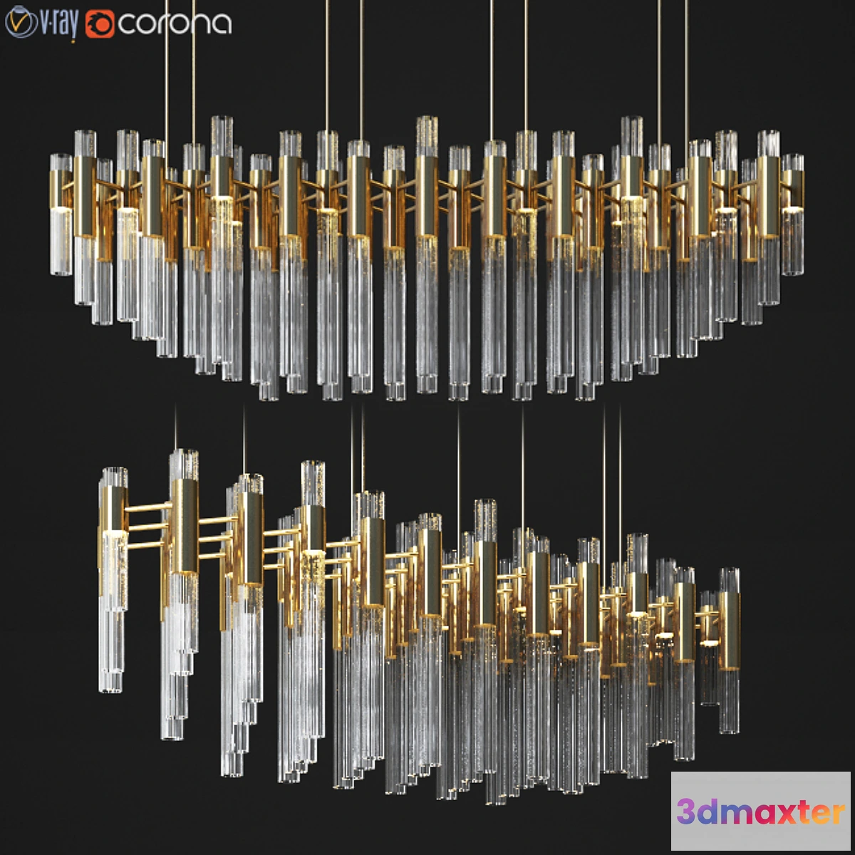878033 - Waterfall Linear Rectangular Suspension Chandelier luxxu - No.5