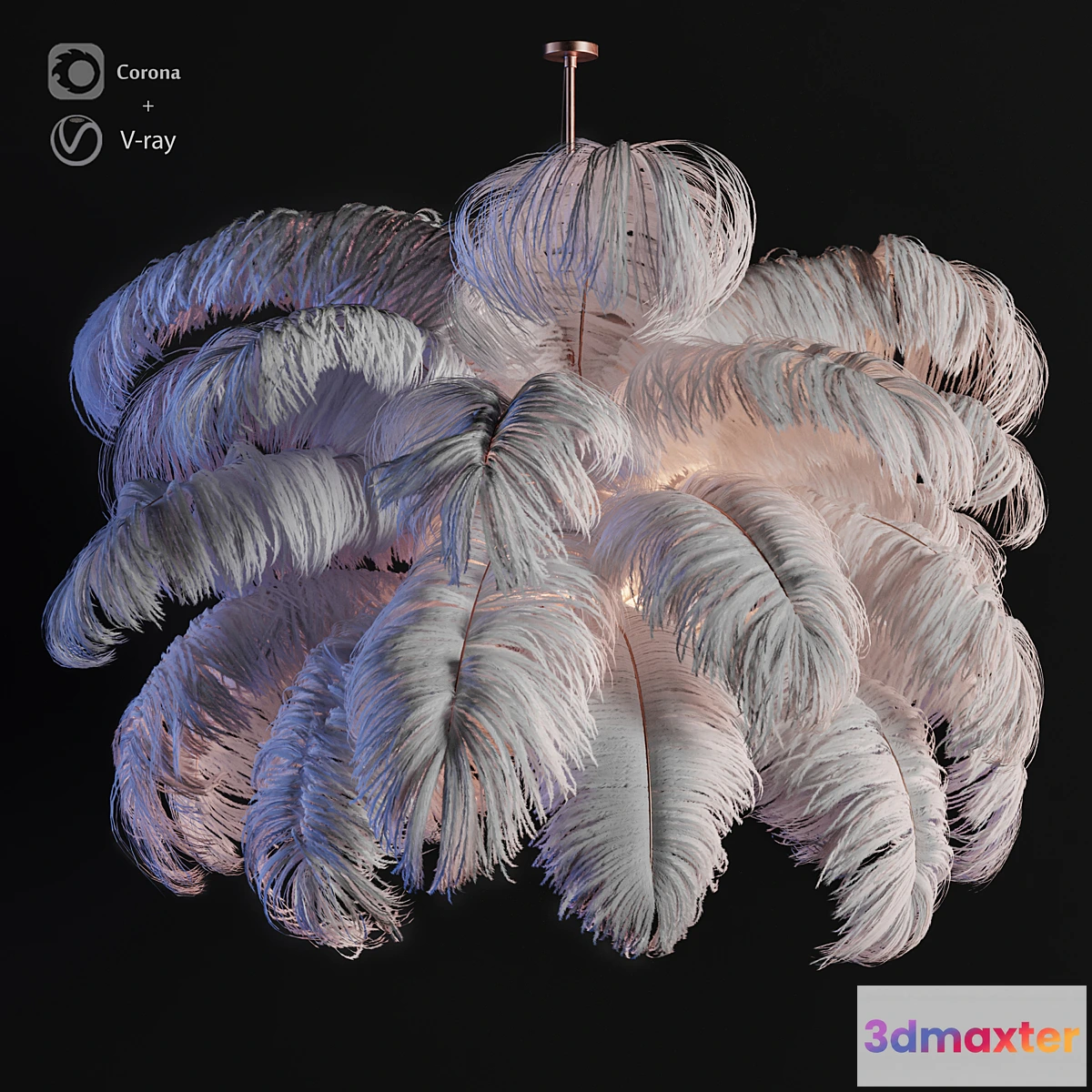 878395 - Natural Ostrich Feather Modern Chandelier - No.4