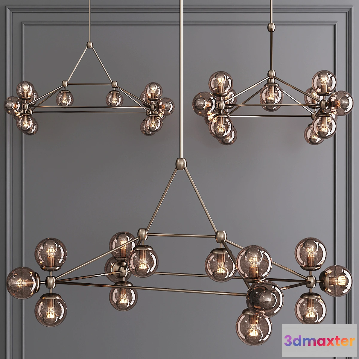 879087 - Modo Rectangle Chandelier 14 Globes Bronze and Smoke Glass - No.4