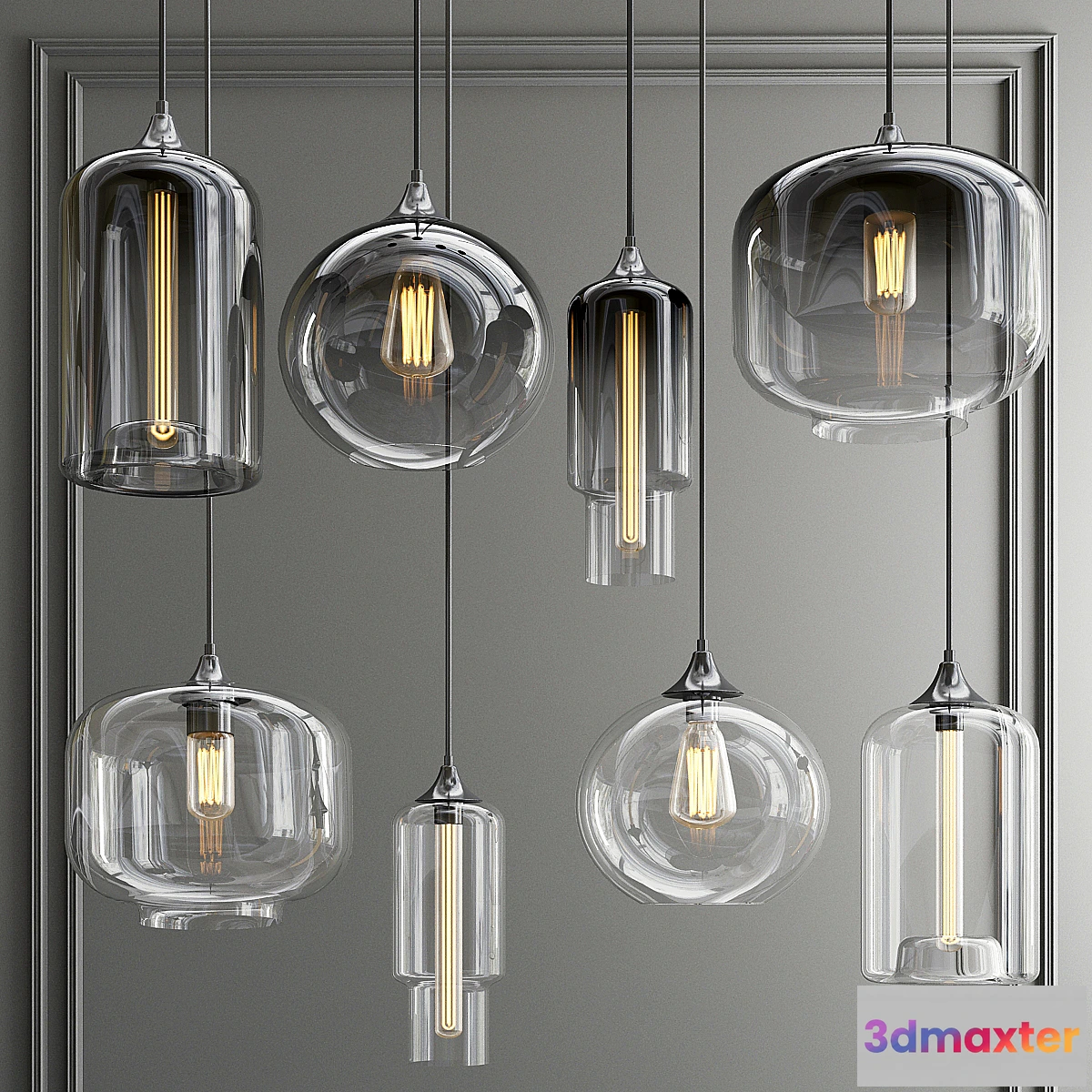 885376 - Staggered & Clear Glass Pendant Collectoin - No.4