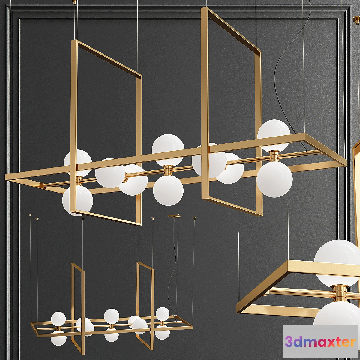 885506 - ModernRail Orb Rectangle Frame Chandelier - No.4