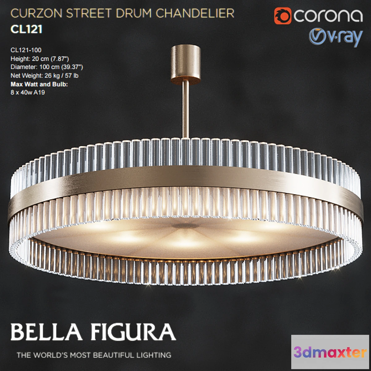 887578 - CURZON STREET DRUM CHANDELIER CL121-100 - No.3