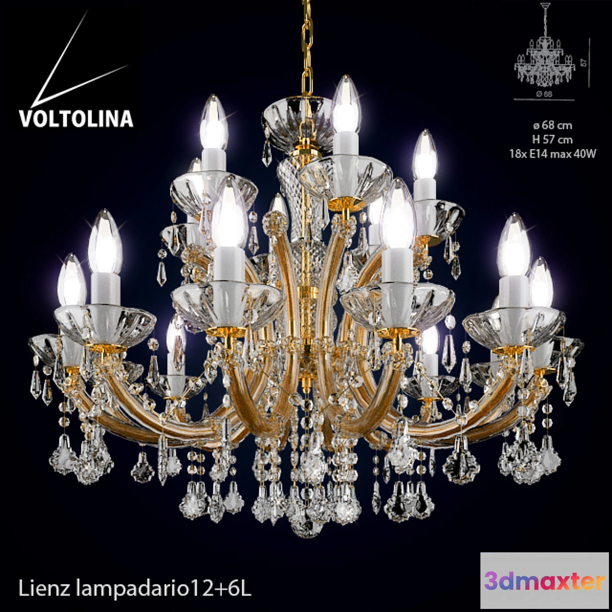 888294 - Voltolina Lampadario Lienz 12 + 6L
