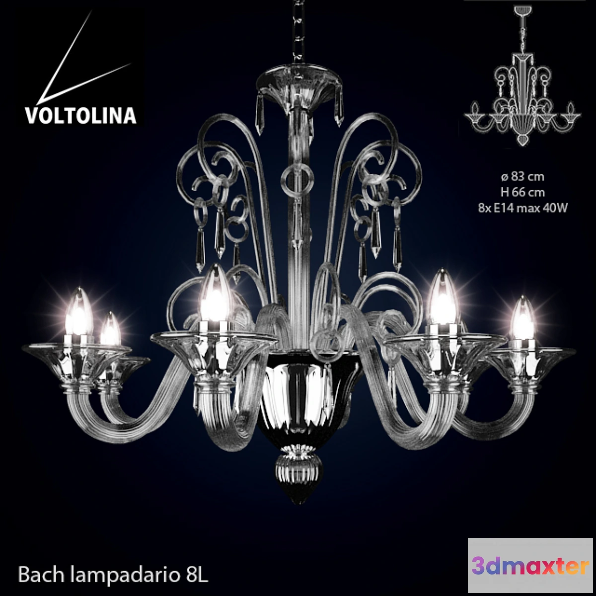 888314 - Voltolina Lampadario Bach 8L