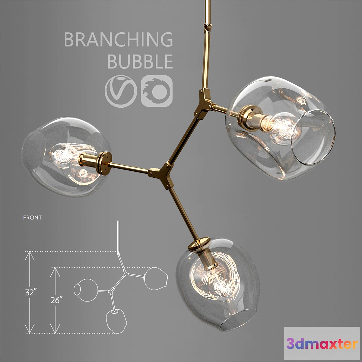 901750 - Branching bubble 3 lamps - No.9