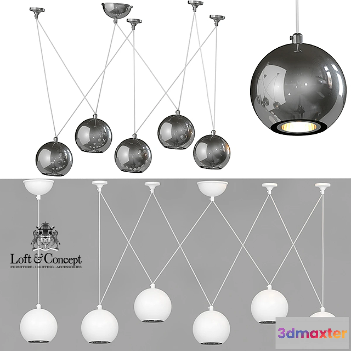 901844 - HANGING LAMP MULTISPHERE PENDANT SILVER 5 - No.2