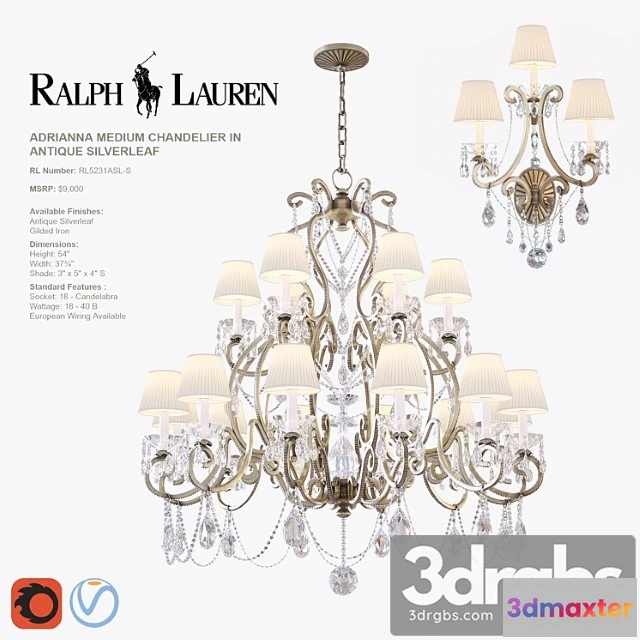 984438 - Adrianna Medium Chandelier And Triple Sconce In Antique Silverleaf 1