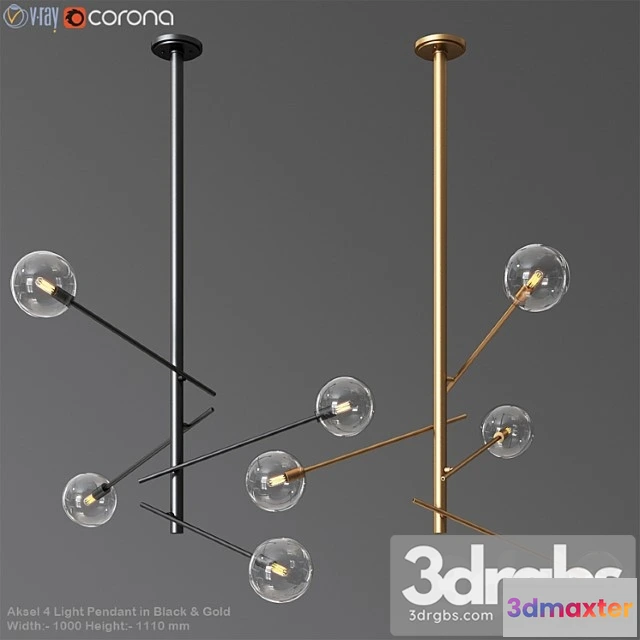 984478 - Aksel 4 light pendant in black & gold