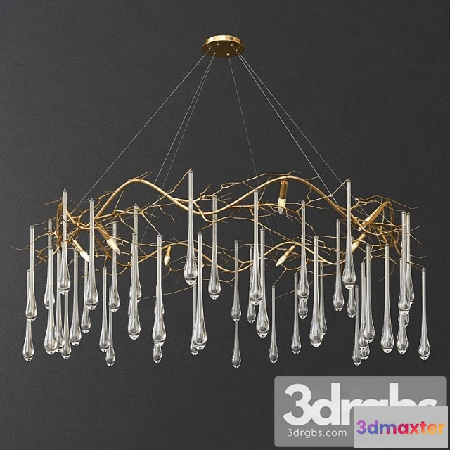985144 - Brass and Glass Teardrop Chandelier