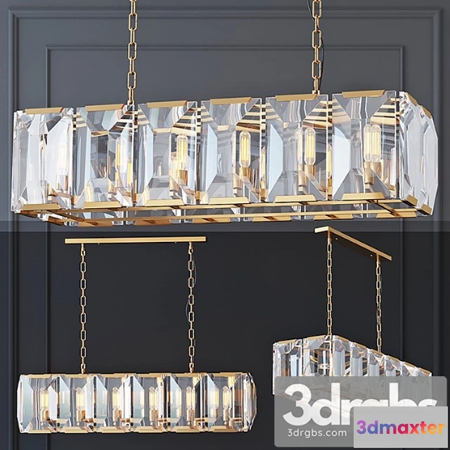 985680 - Chandelier harlow crystal square gold