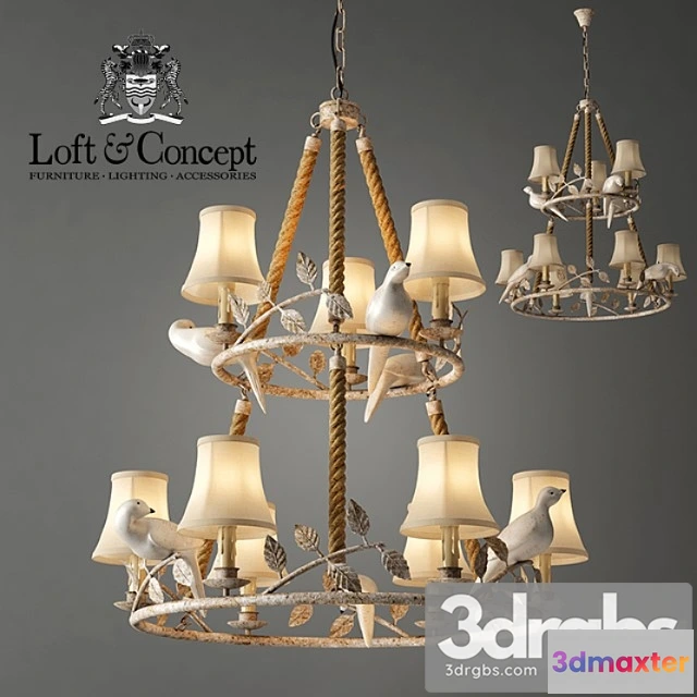 985942 - Chandelier Norman Bird Forest Patina 9