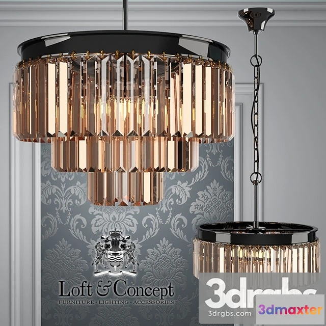 985978 - Chandelier RH 1920s Odeon Smoke Glass Fringe