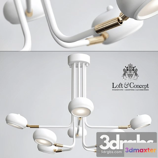 986512 - Curved stix chandelier 8 white