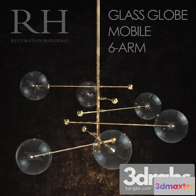 987640 - Glass Globe Mobile 6 Arm