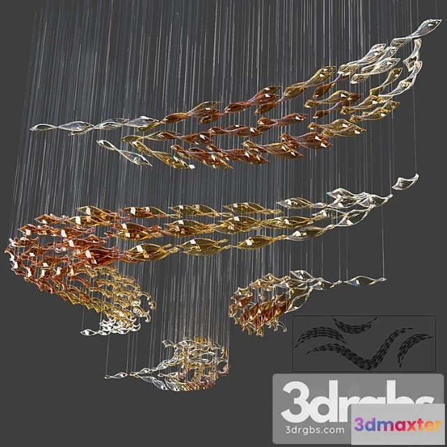 987650 - Glass Waves Chandelier S Shape