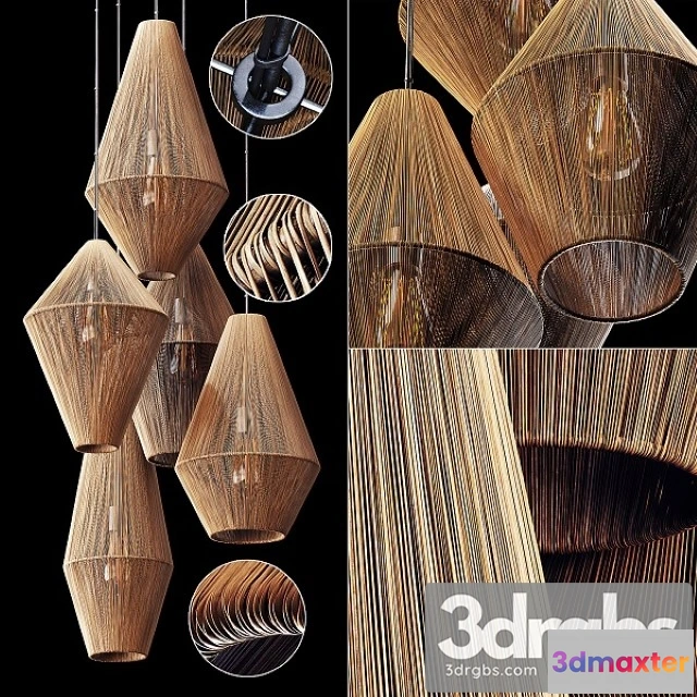 988494 - Lamp Wood Rattan Wicker