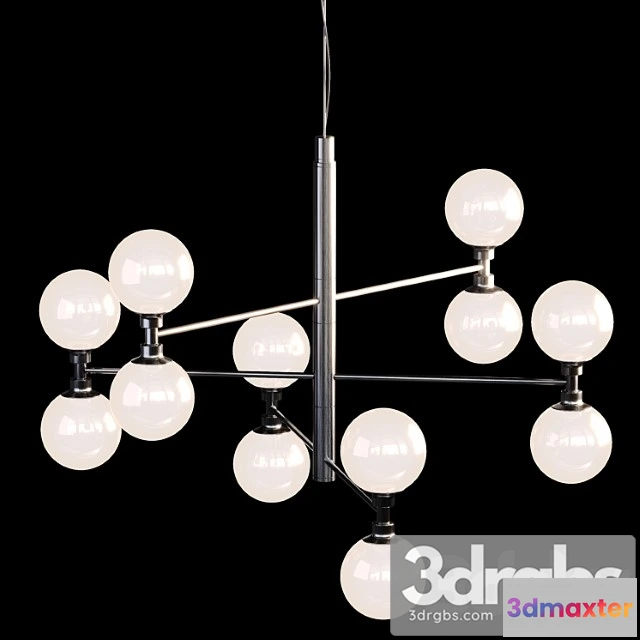 988796 - Large Pendant Light Grover With Glass Spheres In Black