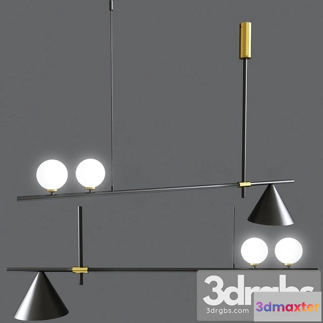 989688 - Mid Century Modern 3 Light Chandelier With Cone