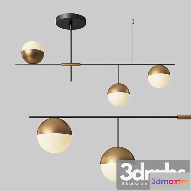 989692 - Mid-century modern 3 light linear ceiling light in black